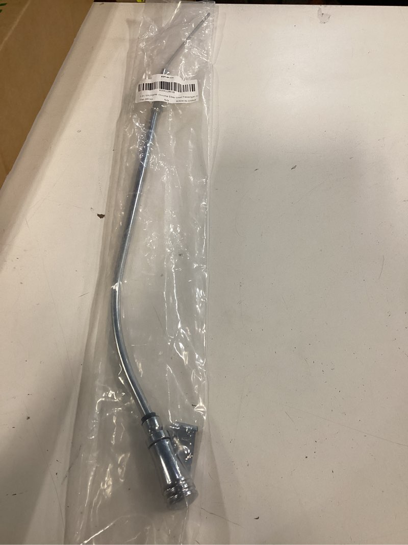Condition photo showing Good Condition for 1 pc shlpdfm chrome silver steel passenger side 23" long engine oil dipstick 9420d aluminum handle and a chrome tube compatible with small block chevy sbc 305 350 1980-1985