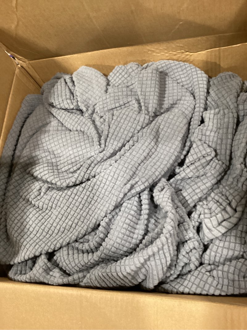 Condition photo showing As Is for CHUN YI 7 Piece Couch Covers Sofa Covers Washable, Stretch Sofa Slipcover for 3 Cushion Couch with Seperate Backrest and Cushion Covers, Anti Slip Furniture Protector for Dogs Pets (Large, Light Grey) Large Light Grey