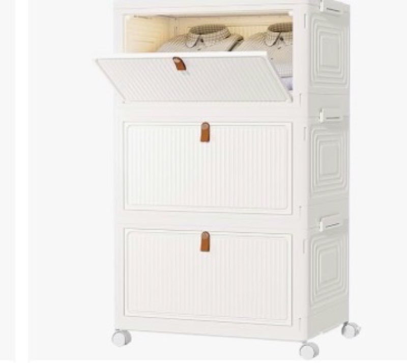 3 Tier Stackable Plastic Storage Bins with Lids 58QT, Collapsible Closet Organizers and Storage with