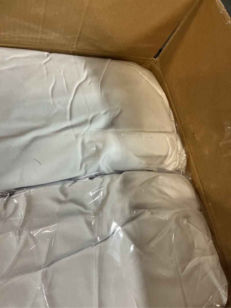 Condition photo showing Good Condition for 4 pack spandex table cover skirts for 6ft rectangle tables, white stretch table cloths with floor-length ruffle, elastic fitted skirted tablecloth for elegant wedding banquet party buffet decoration 6ft | 4 pack white