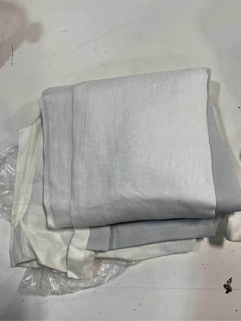 Condition photo showing Good Condition for quince european linen grommet room darkening curtain, 48x96, white single panel