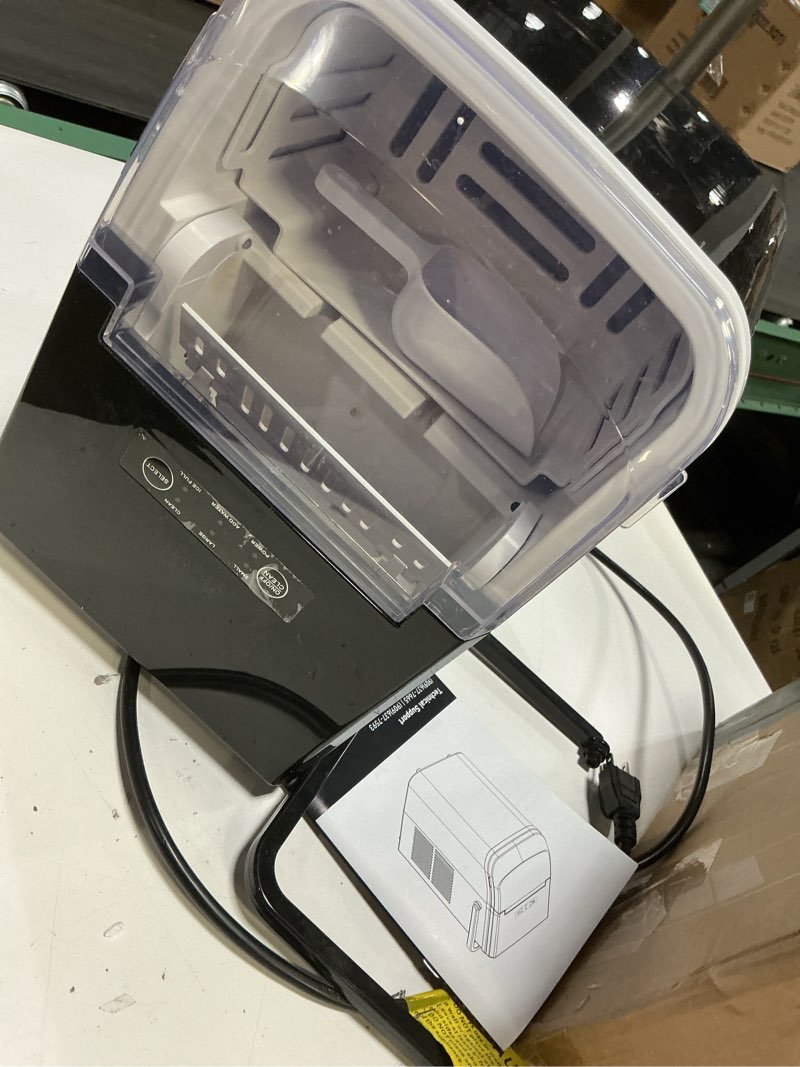 Condition photo showing As Is for EDX Countertop Ice Maker, Self-Cleaning Portable Ice Maker Machine with Handle and Ice Scoop 9Pcs/6Min 26.5Lbs/24H Black