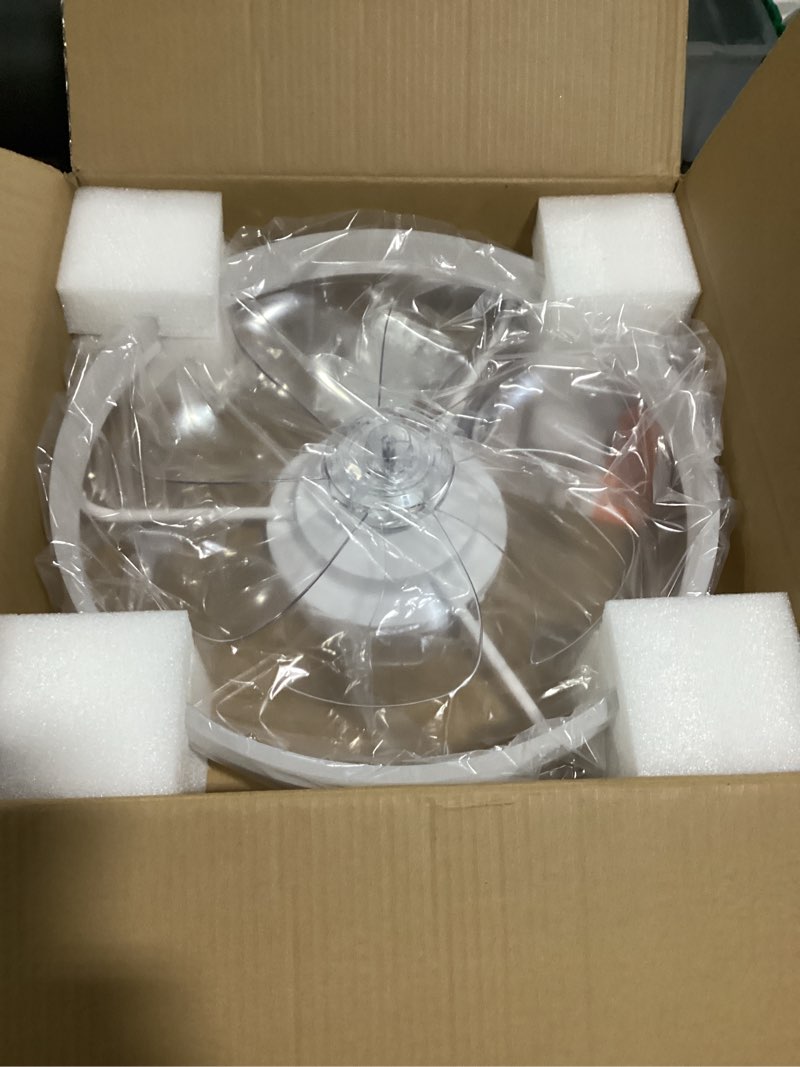 Condition photo showing New/Like New for 20'' ceiling fans with lights and remote, low profile flush mount upgrade 7-blade ceiling fan with light, 3000k-6500k dimmable modern fandelier ceiling fans for bedroom, white