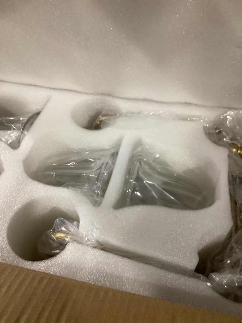 Condition photo showing Good Condition for Bathroom Vanity Gold Light Fixture, 4 Lights Bathroom Lighting Matte Antique Brass Finish with Crystal Glass Shade, Gold Vintage Vanity Light for Bathrooms Gold 4 Lights