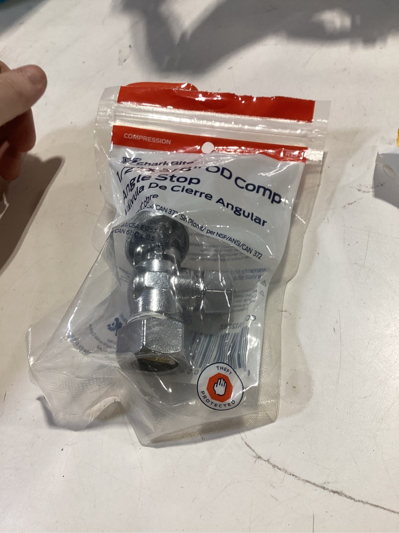 Condition photo showing Good Condition for sharkbite brass 1/2-in compression x 3/8-in od compression quarter turn angle valve