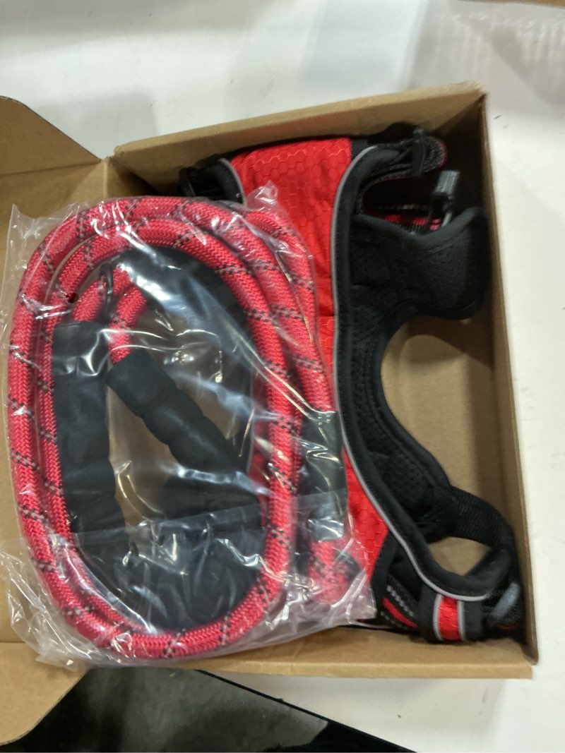 Condition photo showing Good Condition for no pull dog harness adjustable reflective oxford easy control medium large dog harness with a free heavy duty 5ft dog leash medium red harness+leash