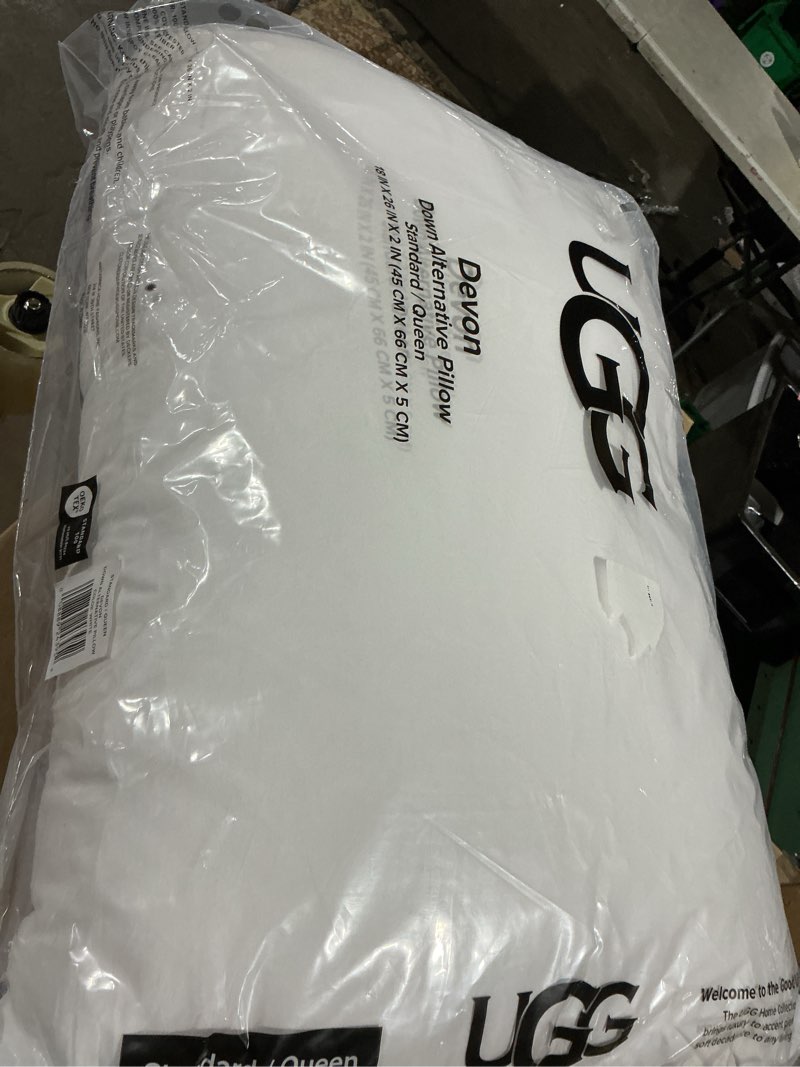 Condition photo showing Good Condition for ugg standard bed pillow – plush down alternative pillow, soft & breathable medium firm sleeping pillows, premium luxury home decor hypoallergenic pillow for bed, white, 18” x 26” (devon)