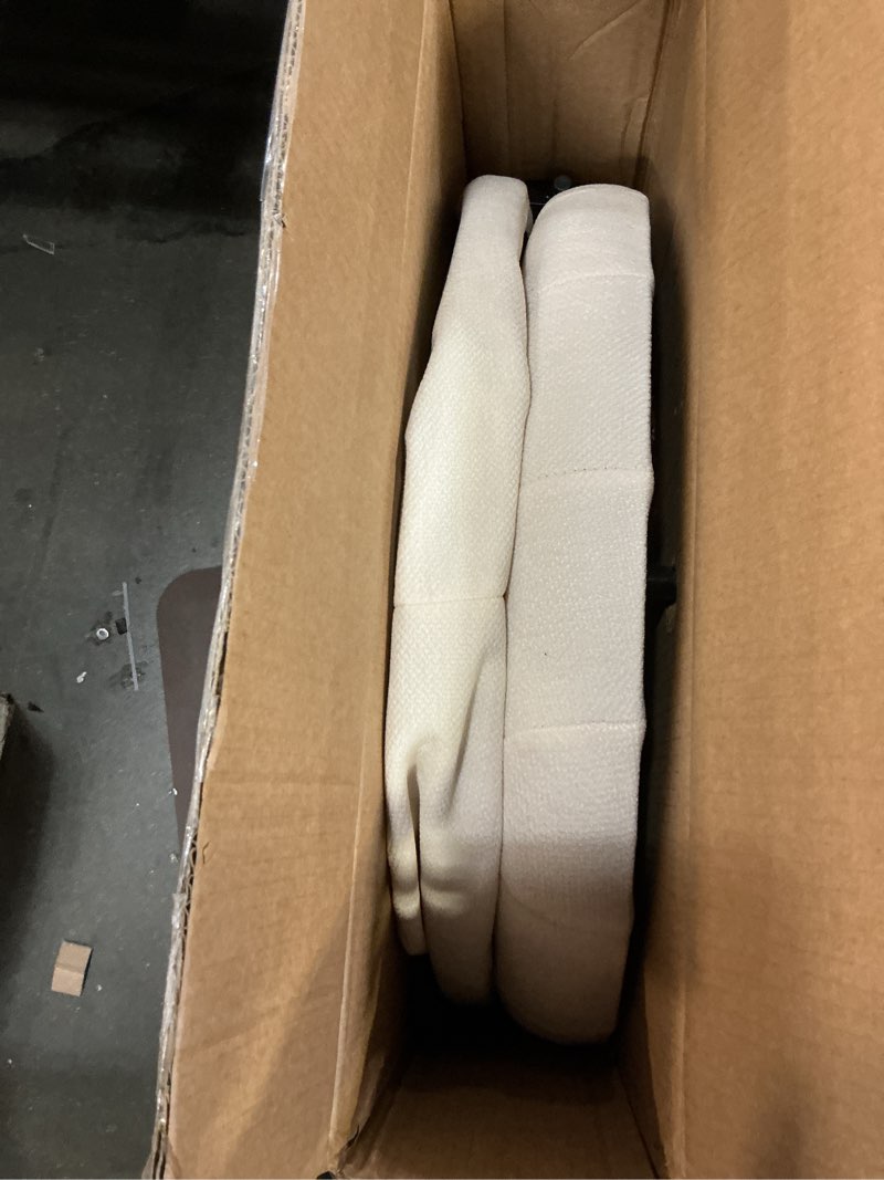 Condition photo showing Good Condition for ONBRILL 25" Round Ottoman with Hidden Storage, Ottoman Foot Rest & Storage Stool for Blanket, Chenille Fabric Foot Rest for Couch, Bedroom, Living Room, Corner, or Apartment, Accent Home Decor, Beige