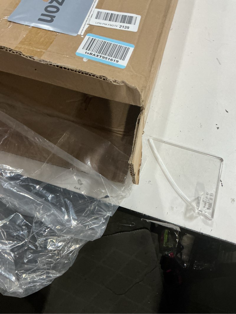 Condition photo showing As Is for 2 Pcs Acrylic Foldable TV Dinner Table Clear Small Folding TV Tray Space Saving Acrylic Dining Table for Eating Snack Coffee Bed Desk Side Living Room Kitchen Furniture Easy Assembly 20.4*18.6*12 Inch