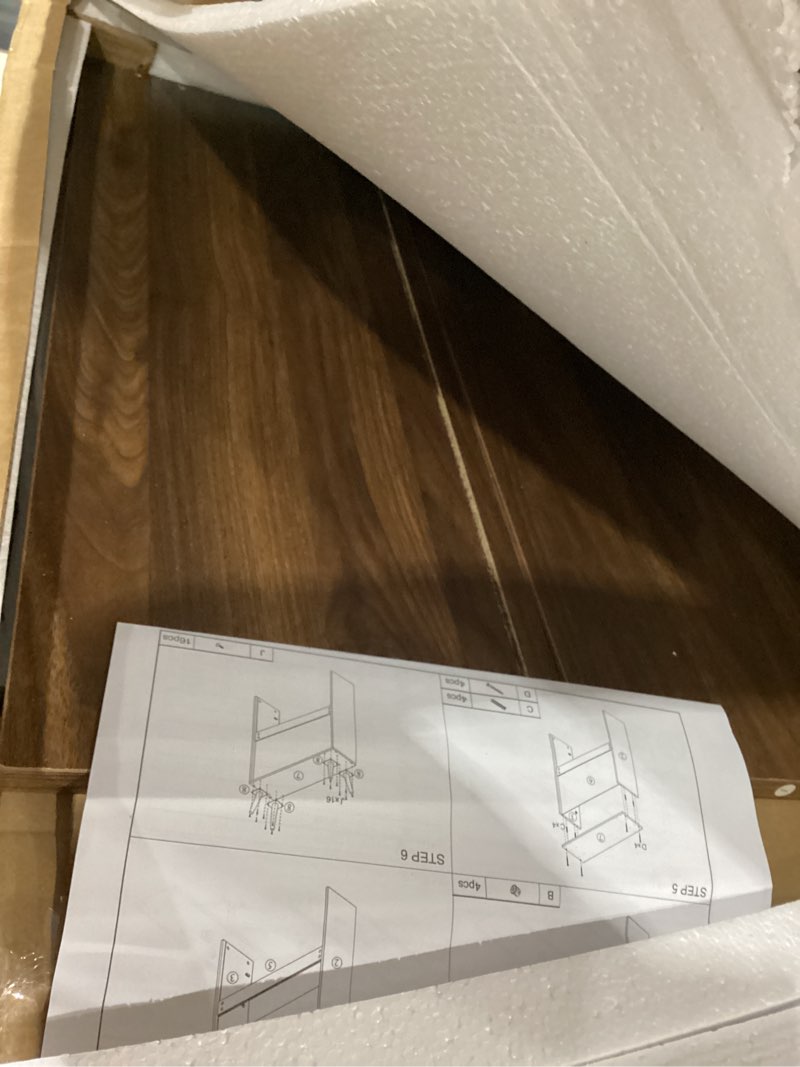 Condition photo showing Good Condition for smart fendee fluted shoe storage for entryway, walnut hidden cabinet with metal legs, organizer with flip doors, slim entryway storage walnut 23.6" wide