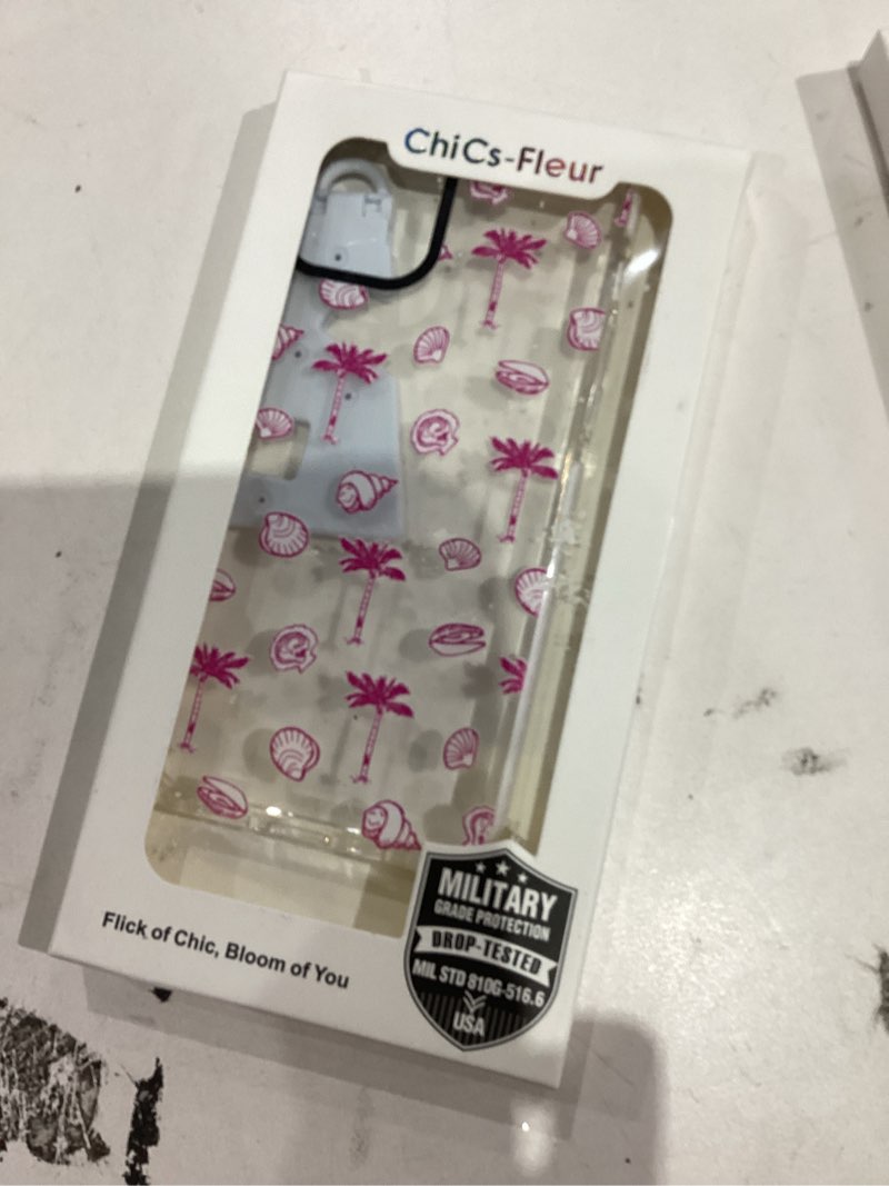 Condition photo showing New/Like New for ChiCsFleur for iPhone 12 / iPhone 12 Pro Case, TPU Phone case with Camera Protection for Women Girls Teens - Hot Pink Palm Beach Coastal Seashell Minimalist Tropical Preppy Clear Aesthetic Unique BlushSeashells iPhone 12 / iPhone 12 Pro