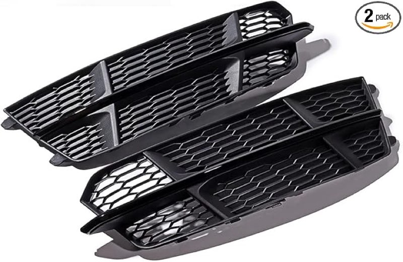 Astra Depot Compatible for Pair Lower Bumper Fog Light Cover Grill With Gloss Black Trim 2015-2018 Audi A6 C7 S-Line Fits OE 4G0807682AN 4G0807681AN