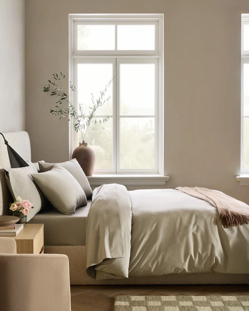 (incomplete) quince organic crisp percale duvet cover, color toffee, queen 