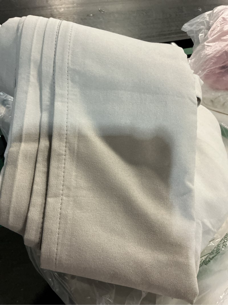 Condition photo showing Good Condition for keqiaosuocai full shading linen curtains greyish beige 126 inches long back tab track system 100% blackout thermal insulated total darkness drapes for patio living room 50 x 126, 2 panels 50"w x 126"l (pack of 2) greyish beige