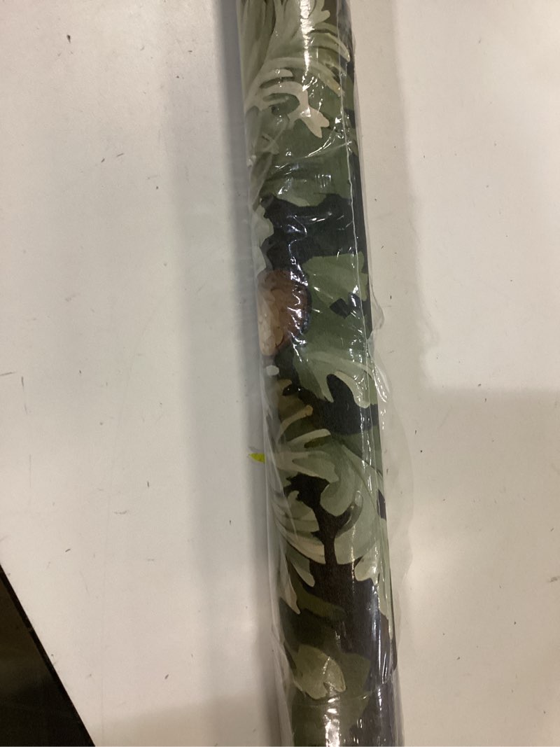 Condition photo showing New/Like New for VOLEAAR Dark Green Forest Acorn Wallpaper, Casual Oak Leaves & Acorns Botanical Design Removable Wall Paper for Cubicle Bathroom Cabinet, Waterproof Contact Paper Mural Wall Art Decor 17.5In x 118In Green/Black 17.5" x 118"