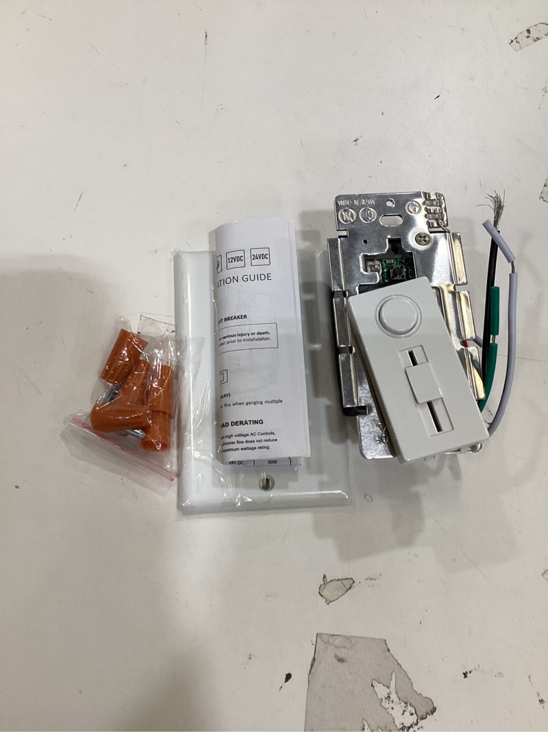 Condition photo showing Good Condition for dimmer switch and led driver single integrated unit, 120v ac to 24v dc, 60watt wall dimmer, driver and dimmer switch 2 in 1, for most single color 24v led strip light, 1 pack dc 24v 60w