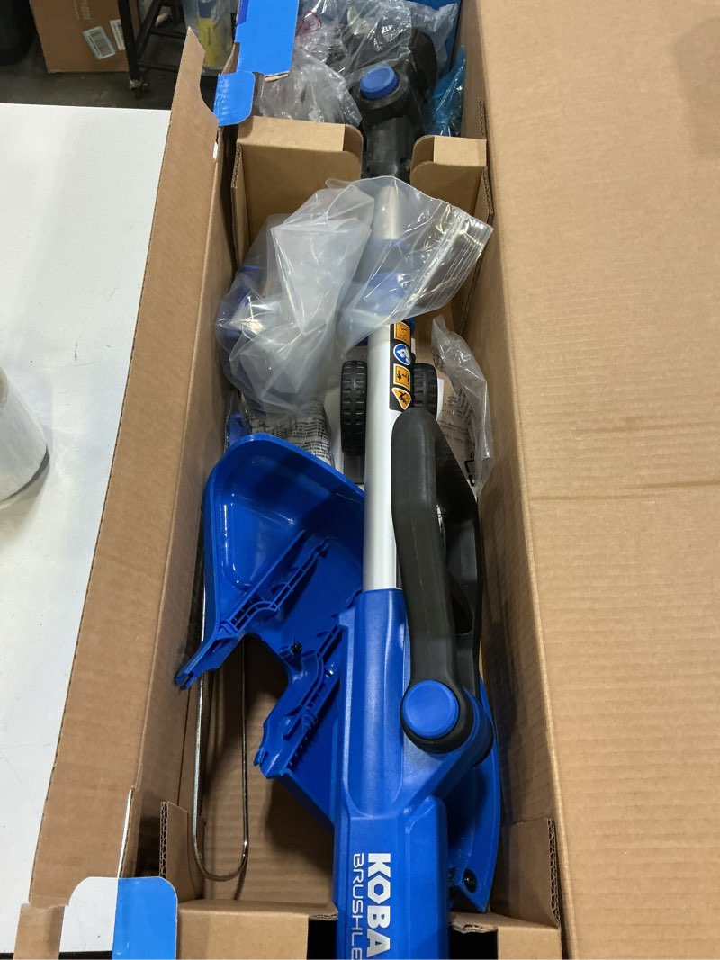 Condition photo showing As Is for kobalt 24-volt 12-in telescopic shaft battery string trimmer edger conversion capable 3 ah