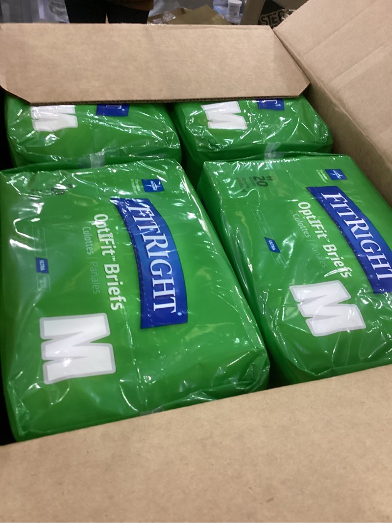 Condition photo showing Good Condition for FitRight Adult Diapers, Ultra Heavy Absorbency, M (Waist Size 32in-44in), 80 Count, OptiFit Incontinence Briefs for Men and Women, Disposable, Moisture-Wicking, Leak Protection,
