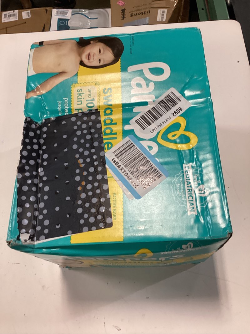 Condition photo showing New/Like New for pampers swaddlers diapers, size 4 (15-34 lbs), 66 count, absorbent, keeps baby dry and comfortable, skin safe disposable baby diaper (packaging may vary) size 4 66