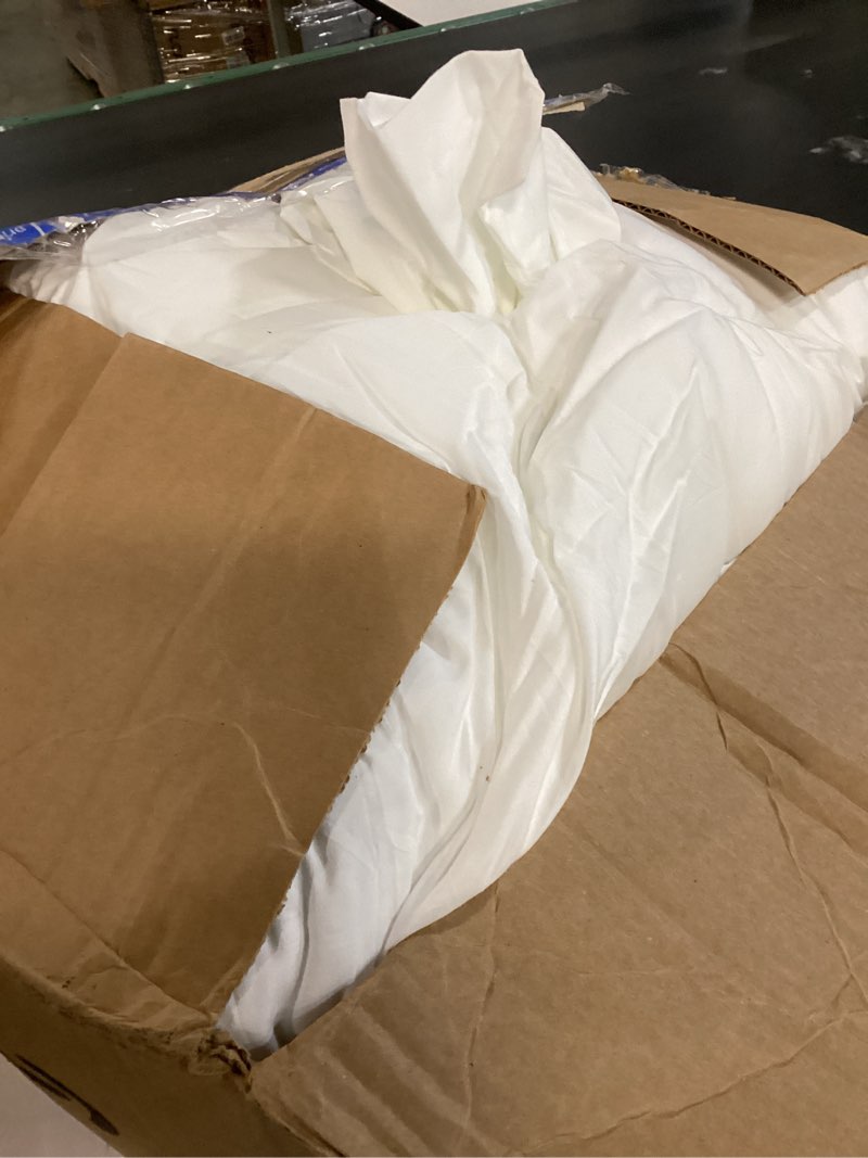 Condition photo showing As Is for Litanika White Oversized King Comforters Super King Size, 3 Pieces Lightweight Solid Bedding Comforter Set, All Season Fluffy Bed Set (120x120In Comforter & 2 Pillowcases) Bright White Super King