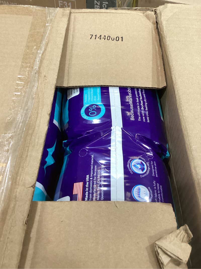 Condition photo showing Good Condition for because maximum incontinence underwear for men - heavy bladder leak protection, ideal for overnight leakage, sleek, invisible fit, grey, xlarge - absorbs 4 cups - 80 count (4 packs of 20) x-large (80 count)