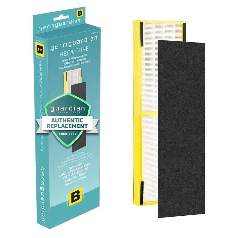 Genuine HEPA Pure Replacement Filter B for GermGuardian Air Purifier Models AC4800 Series, AC4300, AC4900, CDAP4500 - Black