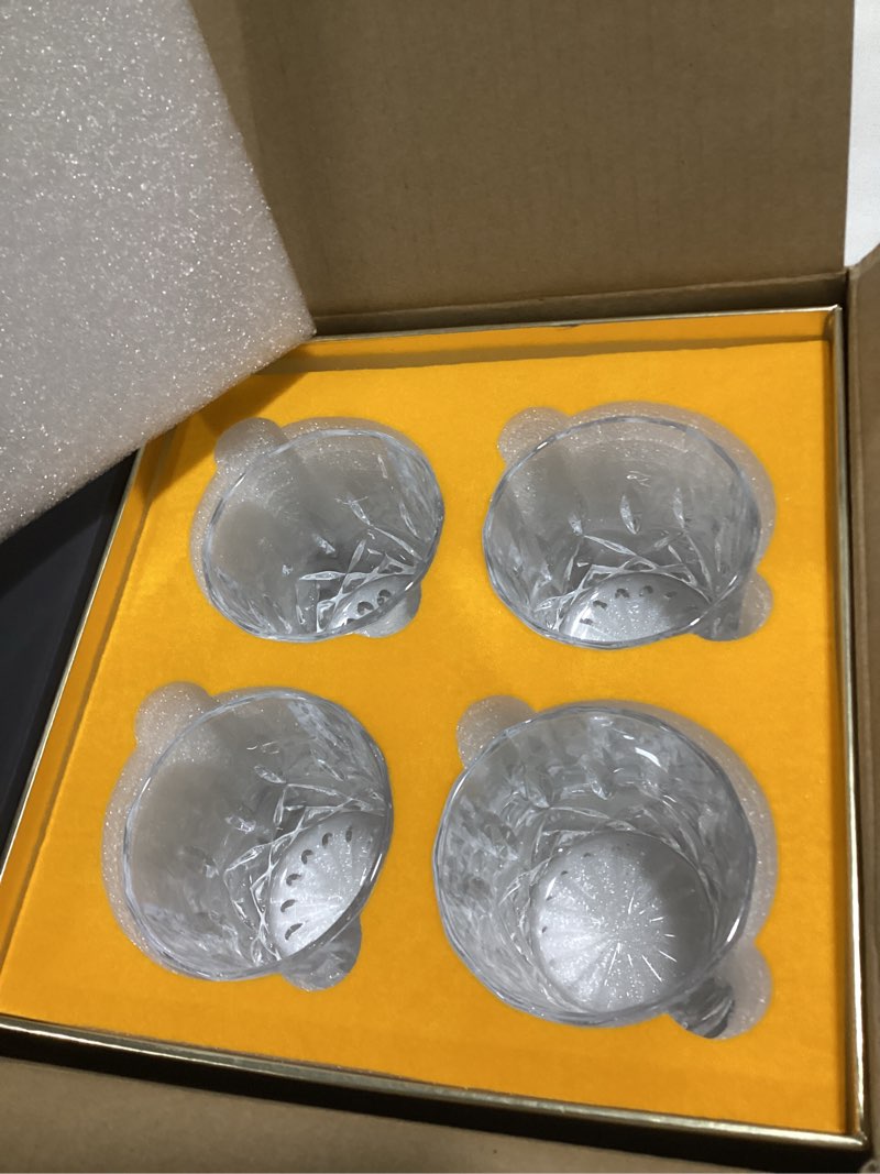 Condition photo showing Good Condition for KANARS Old Fashioned Whiskey Glasses with Luxury Box - 10 Oz Rocks Barware For Scotch, Bourbon, Liquor and Cocktail Drinks - Set of 4 - Men Gift