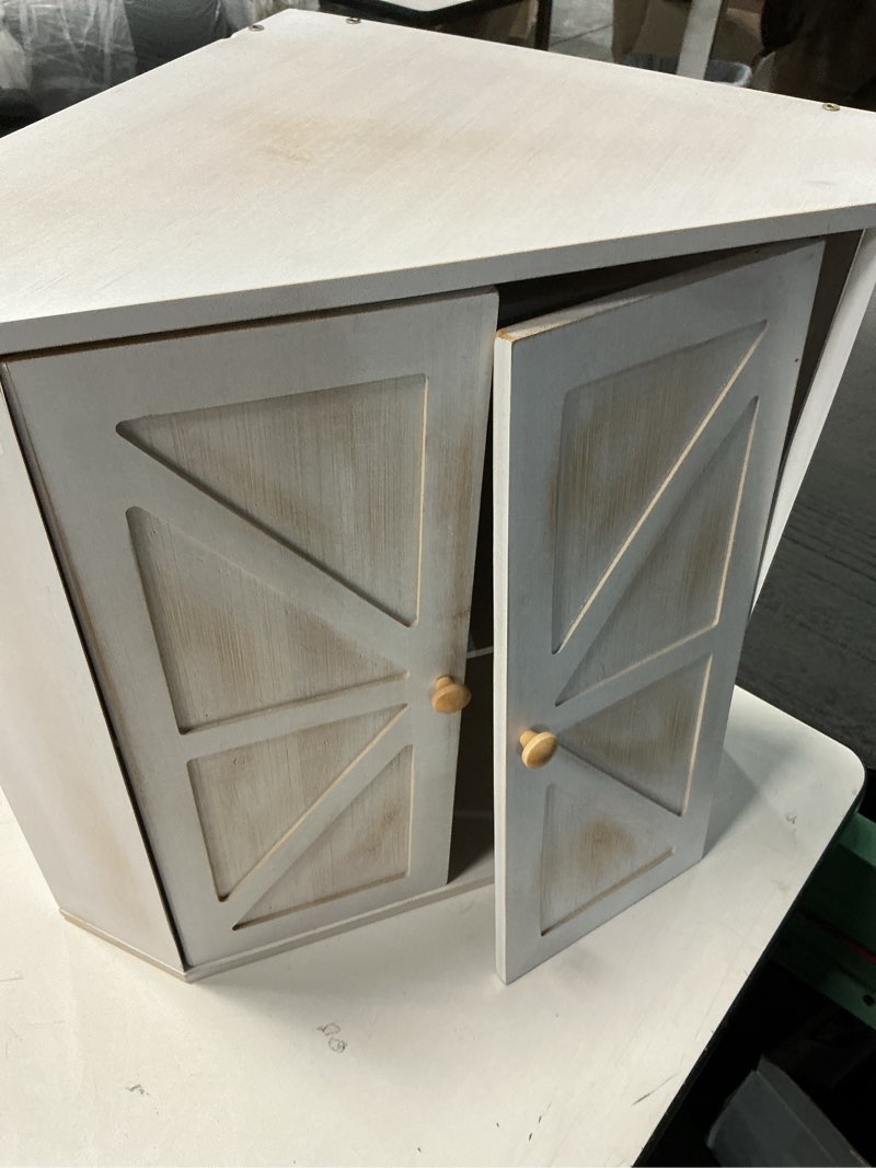Condition photo showing Good Condition for Corner Bread Box for Kitchen Counter Double Layer Bamboo Bread Storage Container Large Capacity Bread Storage Bin Farmhouse Breadbox Organizer Antique White
