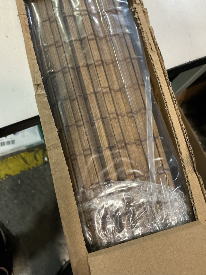 Condition photo showing New/Like New for cordless bamboo roman shades for windows, blinds size (30.5" w ×48" h) colour (highfield teak) highfield teak 30.5" w × 48" h