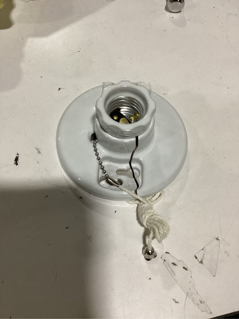 Condition photo showing As Is for eaton 660 -watt porcelain pull chain ceiling socket , white