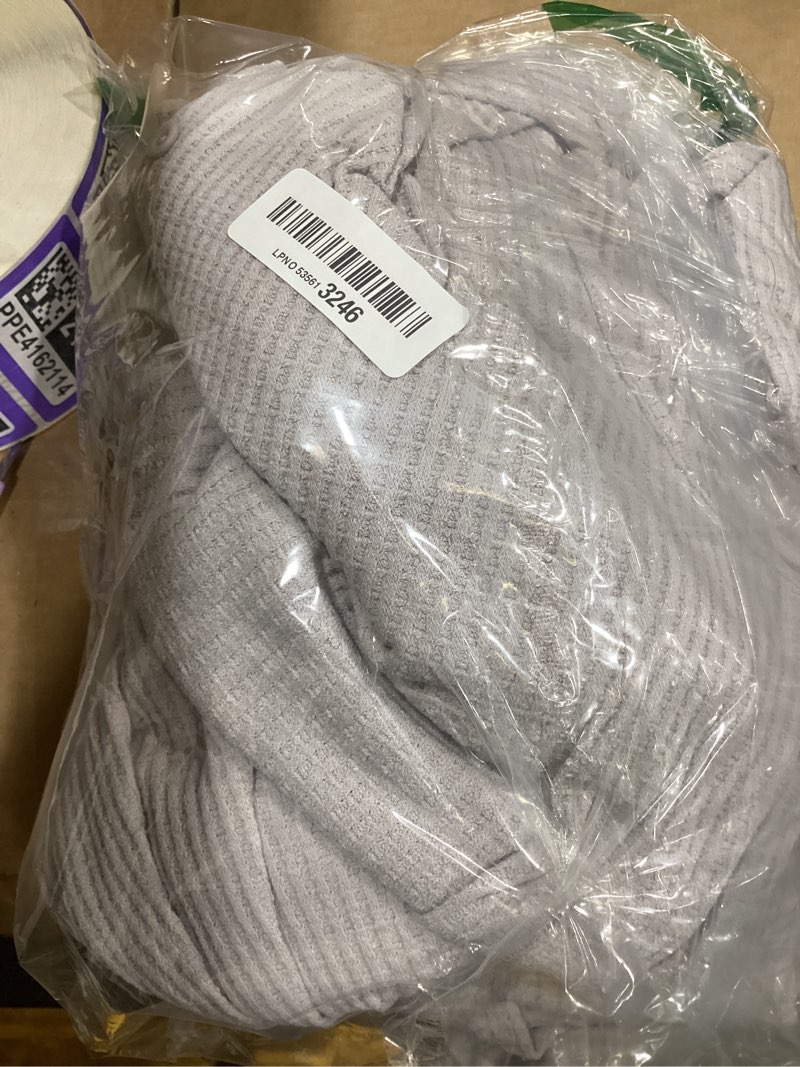 Condition photo showing New/Like New for fessceruna womens waffle knit 3 piece lounge sets pajama tank top long sleeve cardigan and pants loungewear outfit grey medium