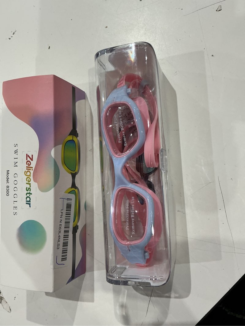 Condition photo showing Good Condition for kids swim goggles,swimming goggles for kids 6-14, anti-fog uv protection pool glasses for boys girls pink/blue-clear