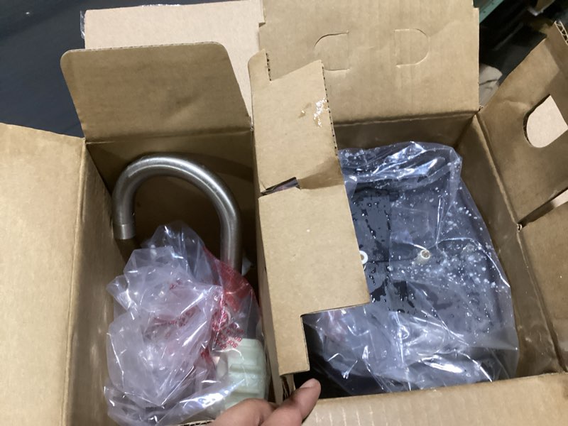 Condition photo showing As Is for insinkerator h-hot150sn-ss instant hot water dispenser system with stainless steel tank, satin nickel satin nickel hot150 - hot only dispenser