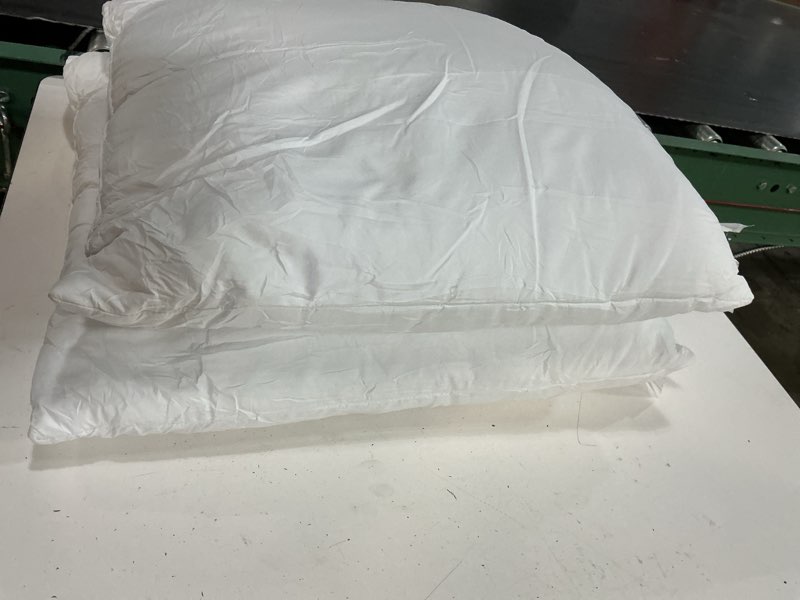 Condition photo showing As Is for savori set of 2 down and feather throw pillow inserts 16x16 soft fluffy pillow inserts with 100% down-proof cotton cover, decorative square cushion inner for sofa couch bed-white 16x16 inch