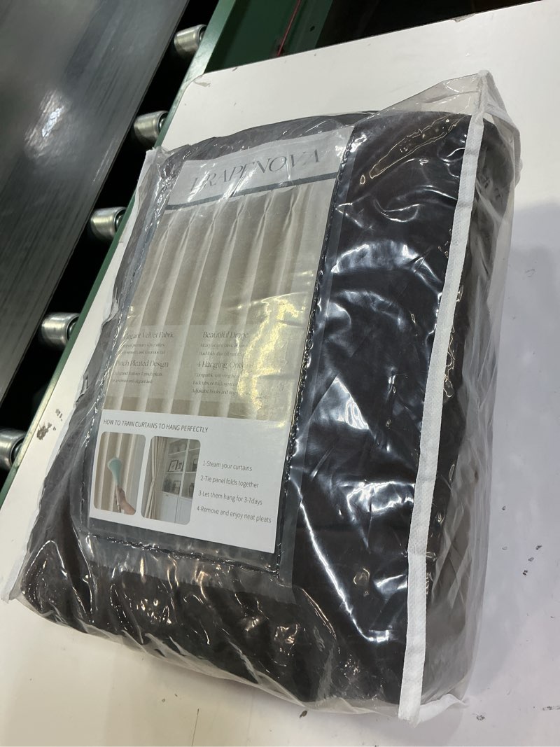 Condition photo showing Good Condition for 96 inches Long Brown Velvet Blackout Curtains for Living Room Bedroom Luxury Vintage Light Blocking 