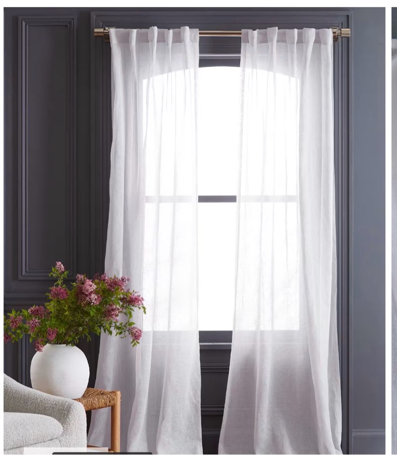 european linen sheer curtain set (set of 2) 48x84”
