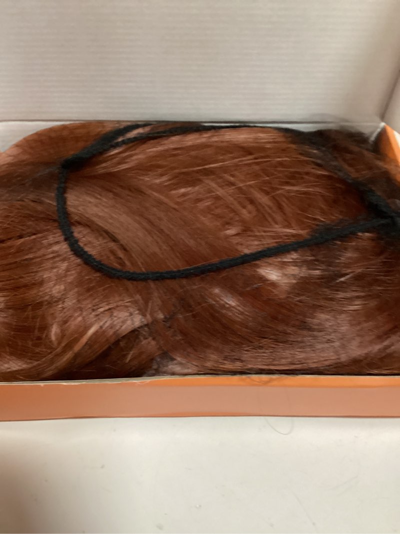 Condition photo showing New/Like New for haloo auburn bob wigs with bangs shoulder length straight natural looking synthetic heat resistant medium hair wigs for women daily party, 16 inch