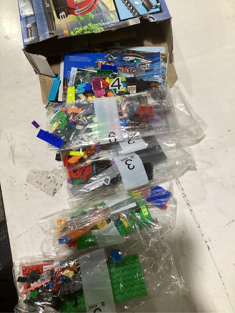 Condition photo showing Good Condition for (missing bags 5,7,8) lego city downtown streetcar and station train set - kids toy train building set for pretend play & imagination, ages 7+ - gift ideas for boys & girls birthdays - 60423