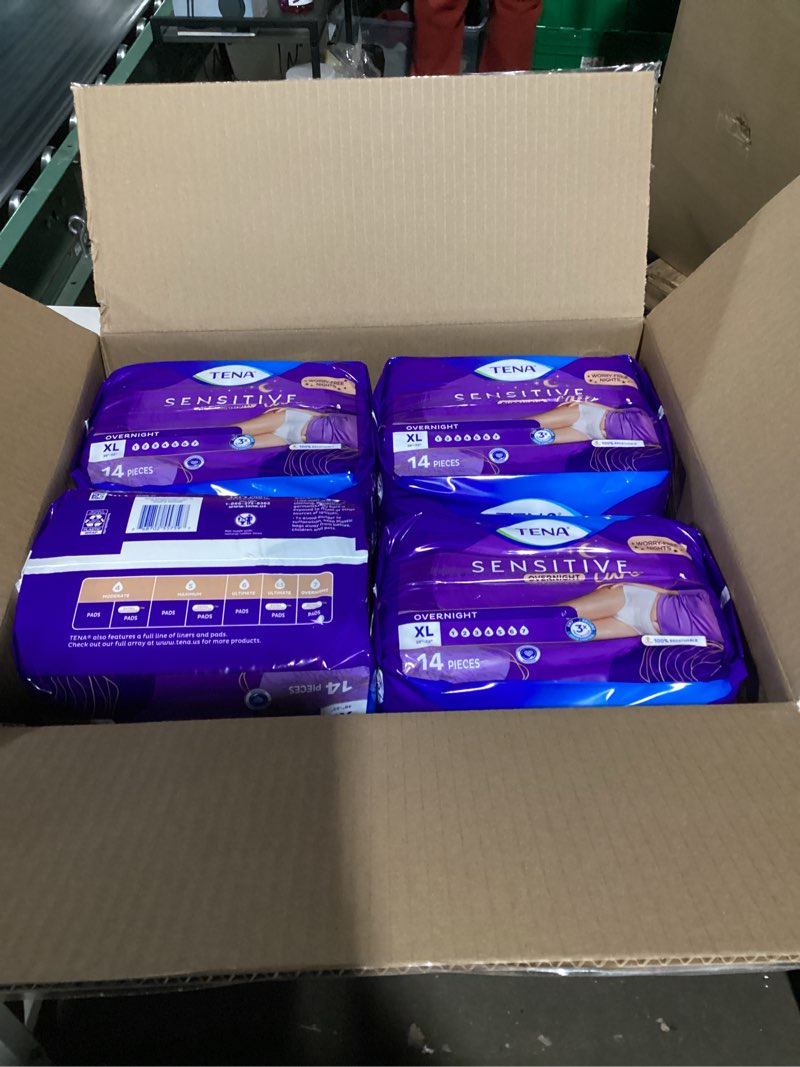 Condition photo showing As Is for TENA Sensitive Care Overnight Incontinence Underwear for Women, Bladder Control and Postpartum, Extra Large, 56 Count (Waist Size 39in-52in) X-Large 56