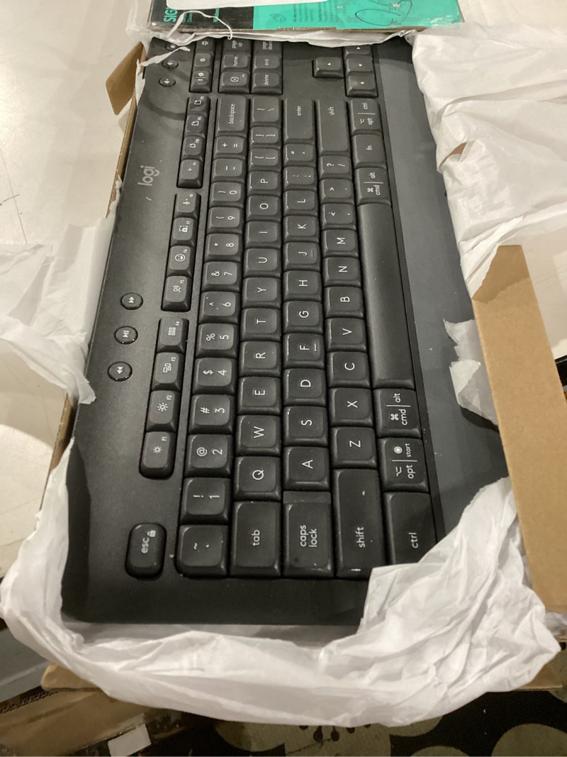 Condition photo showing As Is for logitech signature k650 comfort full-size wireless keyboard with wrist rest, ble bluetooth or logi bolt usb receiver, deep-cushioned keys, numpad, compatible with most os/pc/window/mac - graphite keyboard graphite