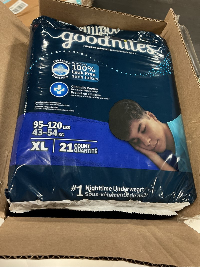 Condition photo showing New/Like New for Goodnites Boys' Nighttime Bedwetting Underwear - XL - 63ct