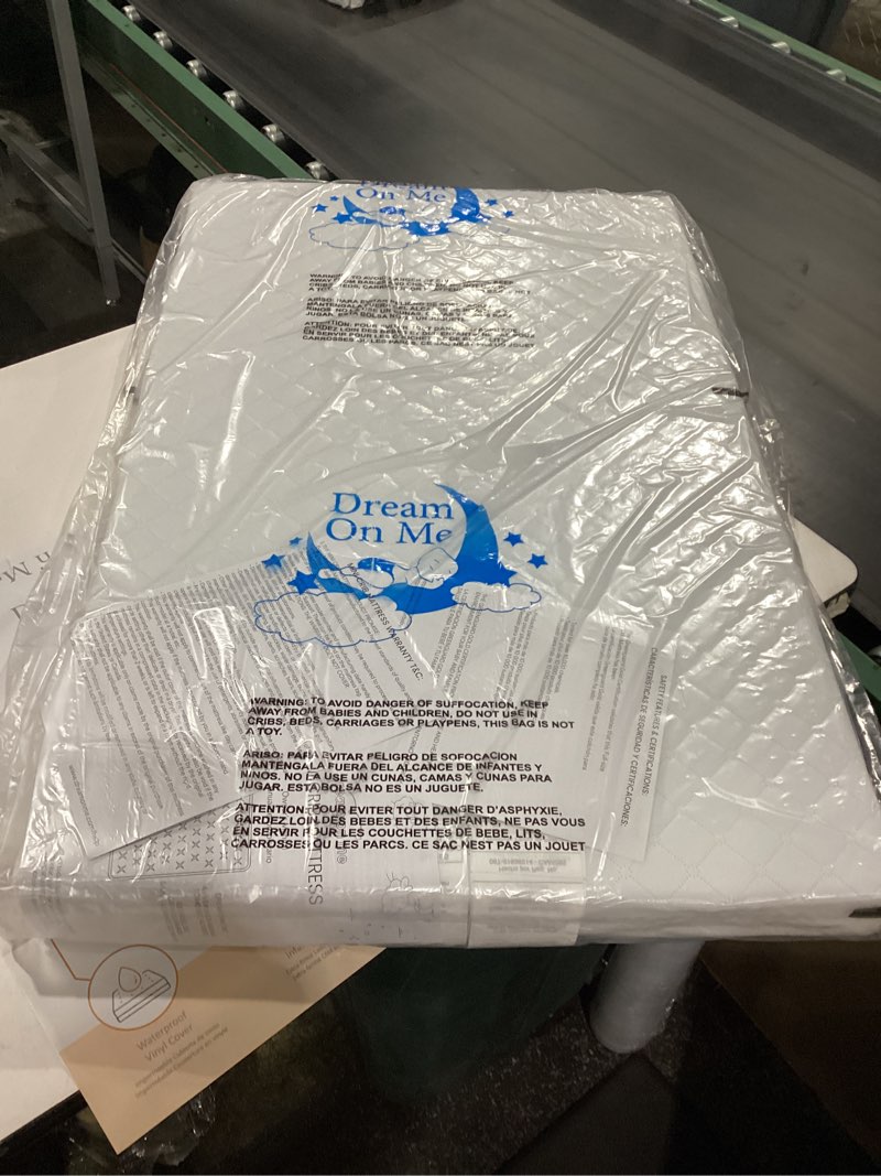 Condition photo showing New/Like New for Dream On Me Holly 3” Mini/Portable Crib Mattress, Greenguard Gold & BSA Certified, Fits Portable & Mini Cribs, Lightweight Fiber Core, Waterproof Vinyl Cover (38"x24"x3")