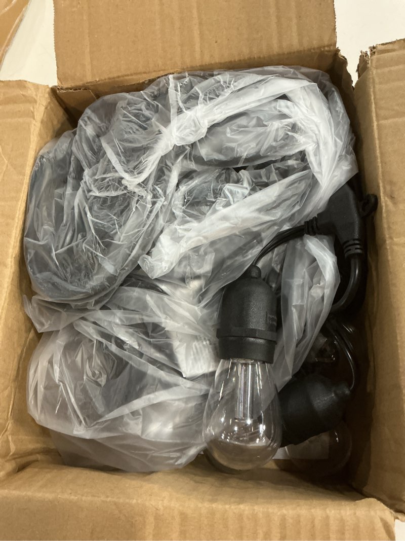 Condition photo showing Good Condition for mlambert 3 color outdoor led dimmable string lights for patio with remote, plug in 48ft waterproof shatterproof edison bulb lights for bistro pergola black 48ft