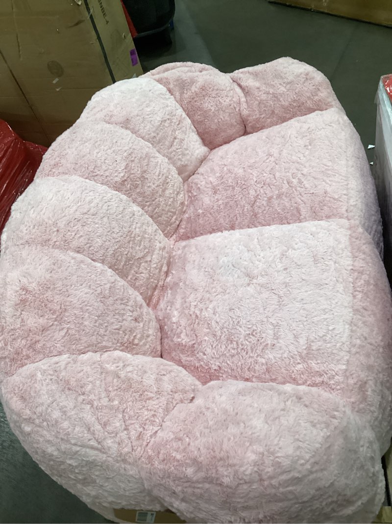 Condition photo showing As Is for MAXYOYO Bean Bag Chair for Adults, Loveseat Floral Shaped Bean Bag Sofa, Ultra Soft Love Seat Mini Sofa Couch, Faux Fur Reading Chair for Living Room Bedroom, Pink Loveseat Pink