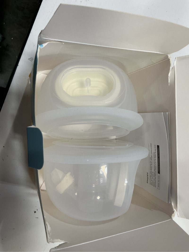 Condition photo showing Good Condition for phanpy wearable breast pump milk collector cup, new cup parts, original phanpy breast pump replacement accessories, 24 mm flange and 20mm insert included, 15 oz / 420 ml, 2 piece