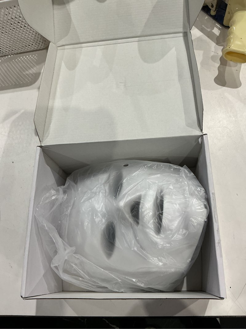Condition photo showing As Is for red light mask for face, 7 color red light facial masks, at-home facial care device, portable, cordless, and rechargeable white