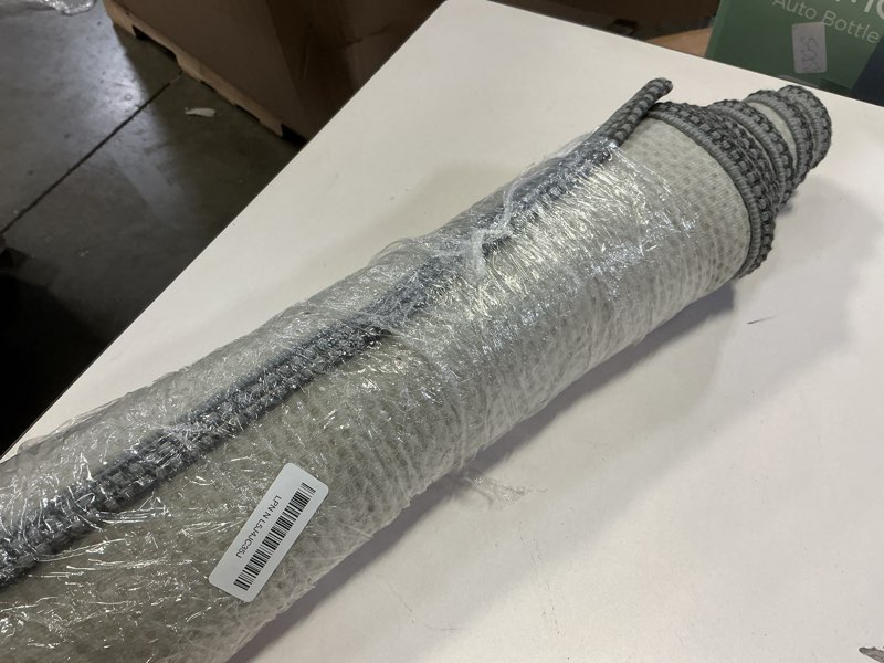 Condition photo showing As Is for KOZYFLY Runners for Hallways 2x6 ft Washable Kitchen Runner Non Slip Rubber Backed Hall Runners Cotton Entryway Runner Rugs Floor Carpet for Indoor Backdoor Bedroom Kitchen, Grey/Dark Grey 2' x 6' (Runner) Grey/Dark Grey