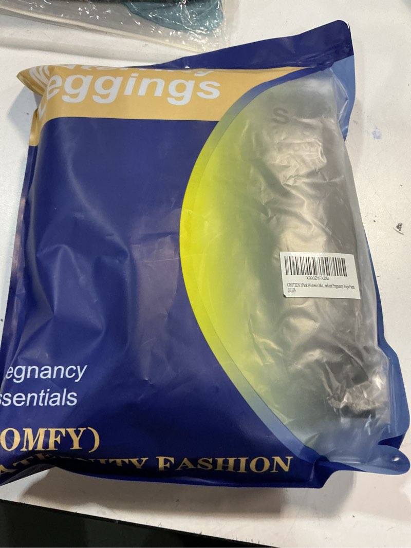 Condition photo showing New/Like New for GROTEEN 3 Pack Women's Maternity Leggings with Pockets Over The Belly Workout Yoga Pregnancy Pants Small 01e-black/Navy Blue/Army Green