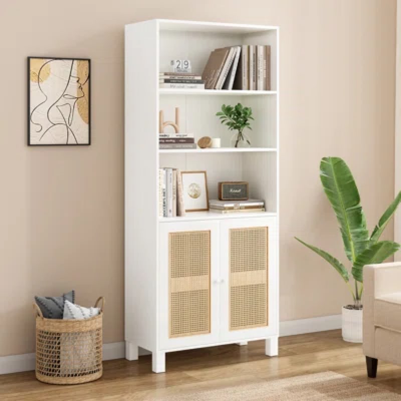 5 -Tier Storage Bookcase with 2 Doors And Adjustable Shelves