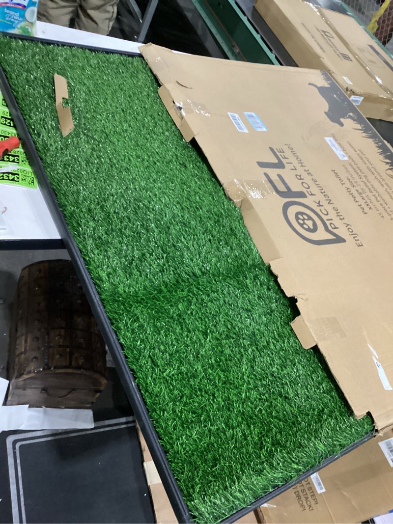Condition photo showing New/Like New for Dog Grass Large Potty Patch, Dog Litter Boxes Artificial Grass Bathroom Turf for Pet Training, Washable Puppy Pee Pad, Perfect Indoor/Outdoor Portable Potty Pet Loo (Potty system-45.1"x29.1") 3-layered design XXL-45.1"x29.1"